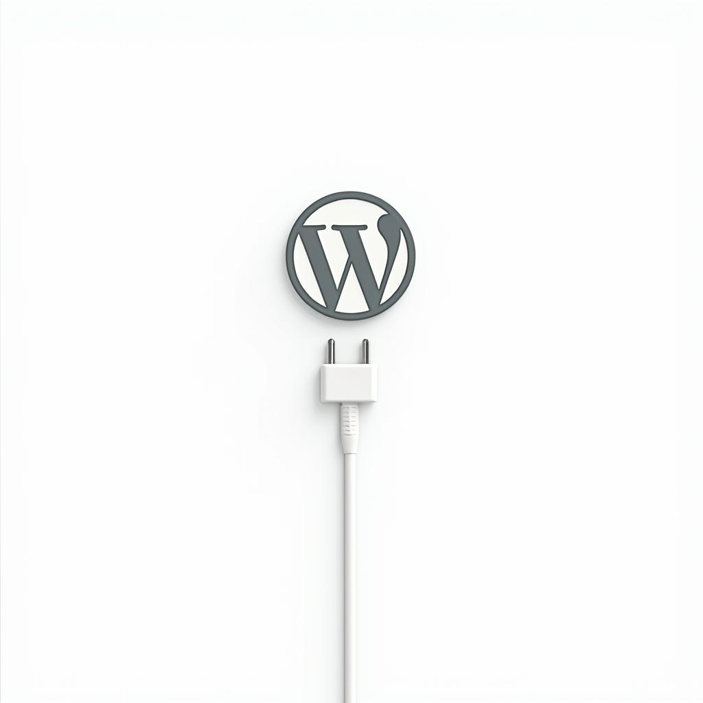 WordPress Logo mit Stecker verbunden